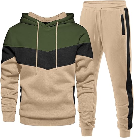 Men's Hoodie Tracksuit 2 Pieces Set Athletic Casual Hooded Sweatshirt and Joggers Set Sweatsuit Outfits