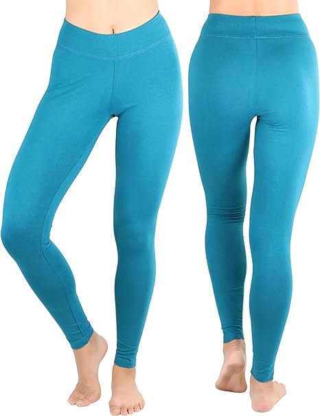ToBeInStyle Women's Single Medium Weight Breathable Cotton-Spandex Leggings