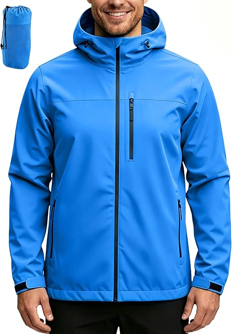 Men's Waterproof Rain Jacket Lightweight Rain Coat Men Windbreaker Spring Jacket With Hood for Outdoor Hiking Cycling